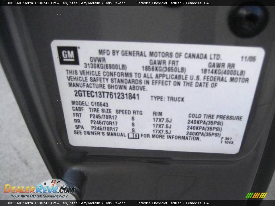 2006 GMC Sierra 1500 SLE Crew Cab Steel Gray Metallic / Dark Pewter Photo #18