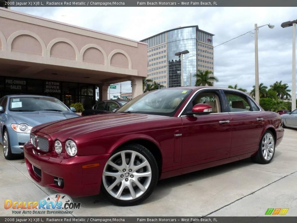 2008 Jaguar XJ XJ8 L Radiance Red Metallic / Champagne/Mocha Photo #14