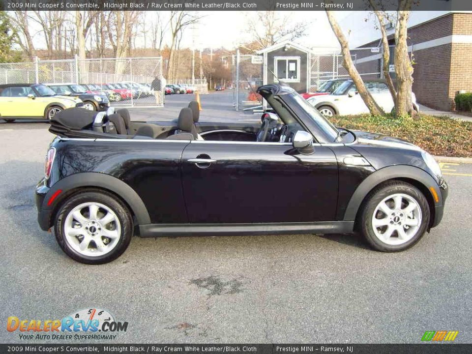 2009 Mini Cooper S Convertible Midnight Black / Ray Cream White Leather/Black Cloth Photo #2