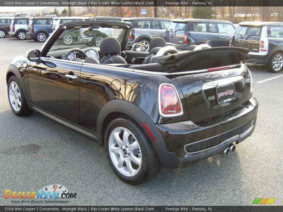 2009 Mini Cooper S Convertible Midnight Black / Ray Cream White Leather/Black Cloth Photo #3