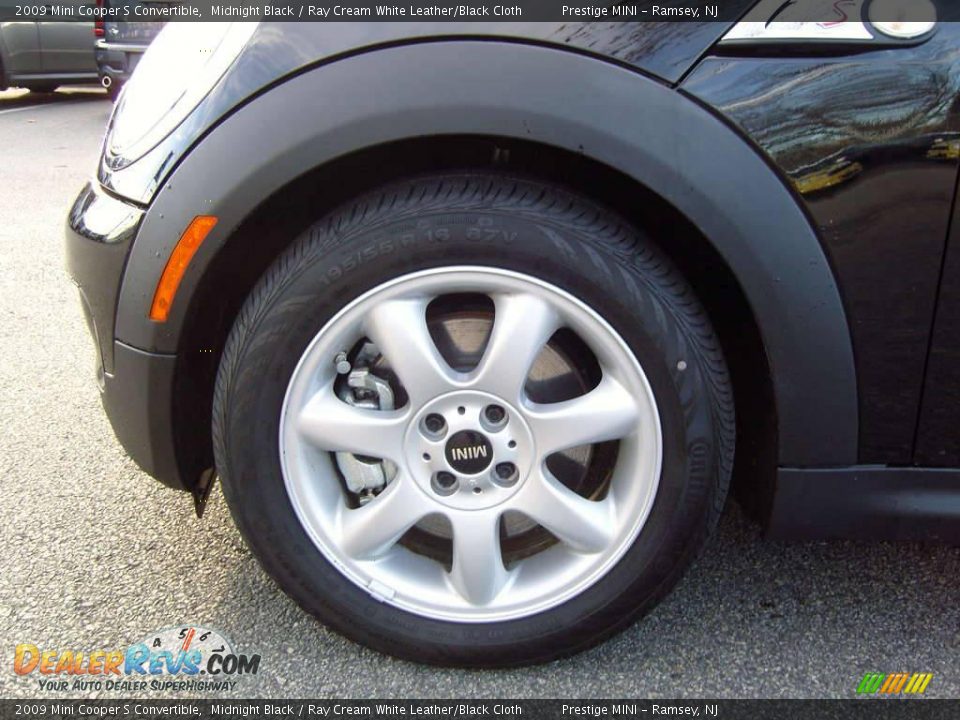 2009 Mini Cooper S Convertible Midnight Black / Ray Cream White Leather/Black Cloth Photo #4