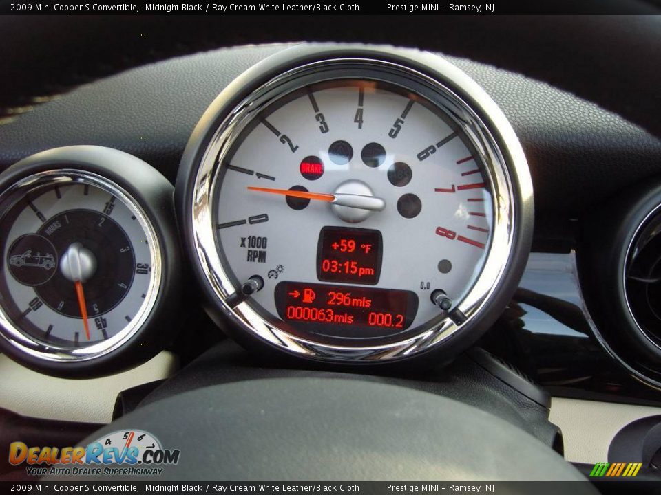 2009 Mini Cooper S Convertible Midnight Black / Ray Cream White Leather/Black Cloth Photo #12