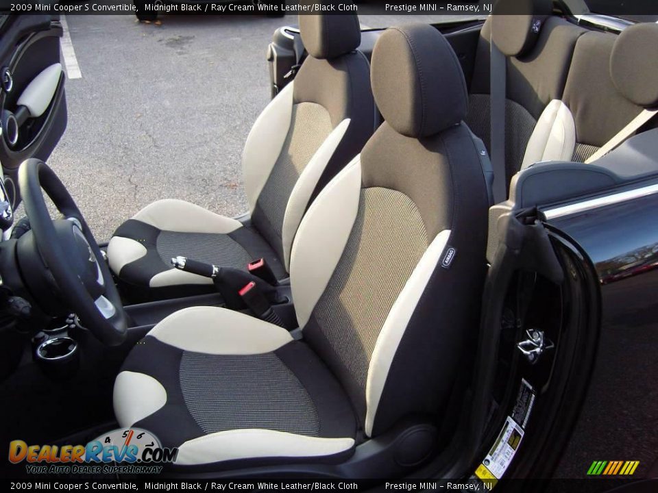 2009 Mini Cooper S Convertible Midnight Black / Ray Cream White Leather/Black Cloth Photo #14