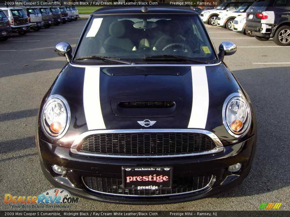2009 Mini Cooper S Convertible Midnight Black / Ray Cream White Leather/Black Cloth Photo #17