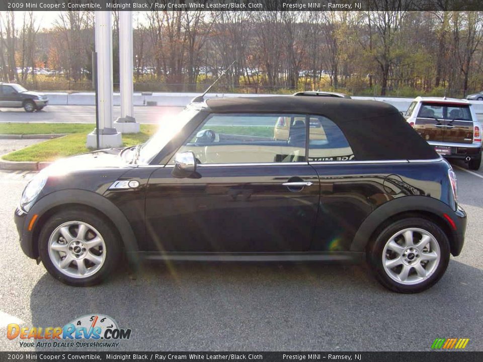 2009 Mini Cooper S Convertible Midnight Black / Ray Cream White Leather/Black Cloth Photo #20