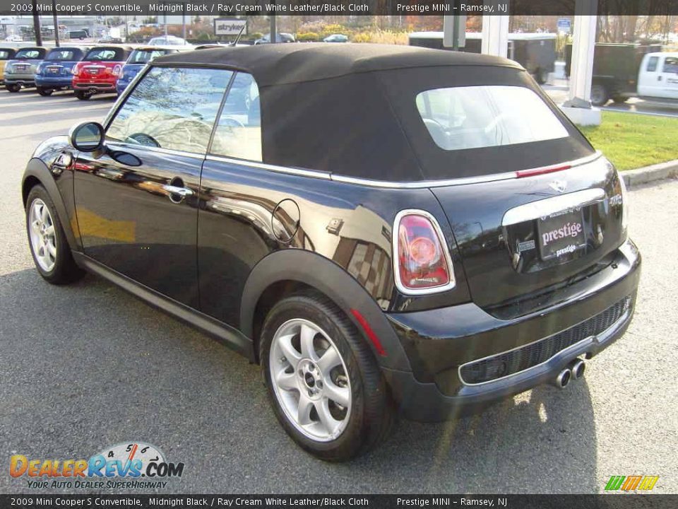 2009 Mini Cooper S Convertible Midnight Black / Ray Cream White Leather/Black Cloth Photo #21