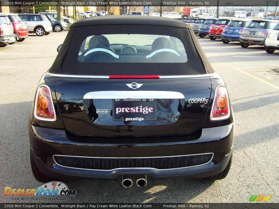 2009 Mini Cooper S Convertible Midnight Black / Ray Cream White Leather/Black Cloth Photo #22