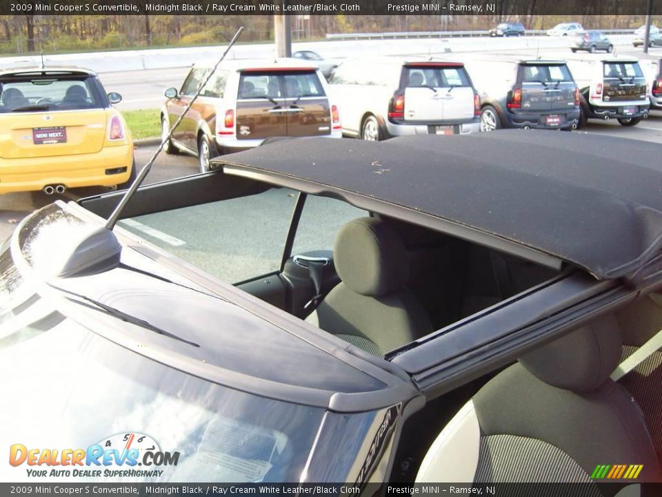 2009 Mini Cooper S Convertible Midnight Black / Ray Cream White Leather/Black Cloth Photo #26