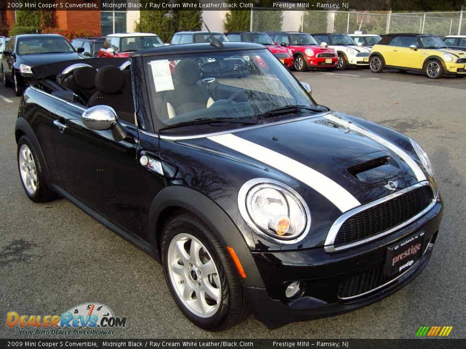 2009 Mini Cooper S Convertible Midnight Black / Ray Cream White Leather/Black Cloth Photo #27