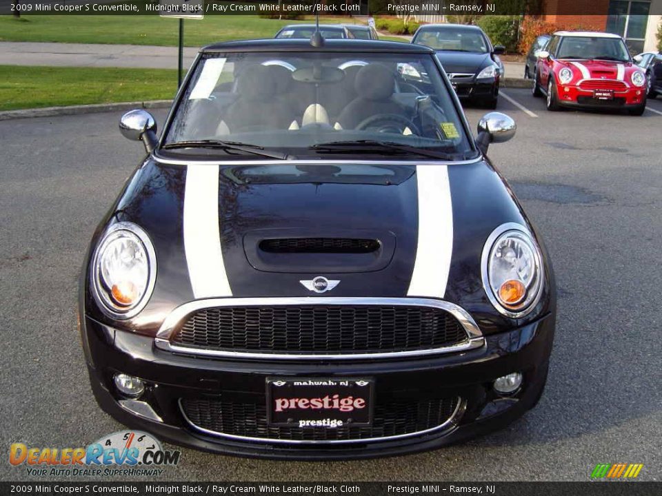 2009 Mini Cooper S Convertible Midnight Black / Ray Cream White Leather/Black Cloth Photo #28