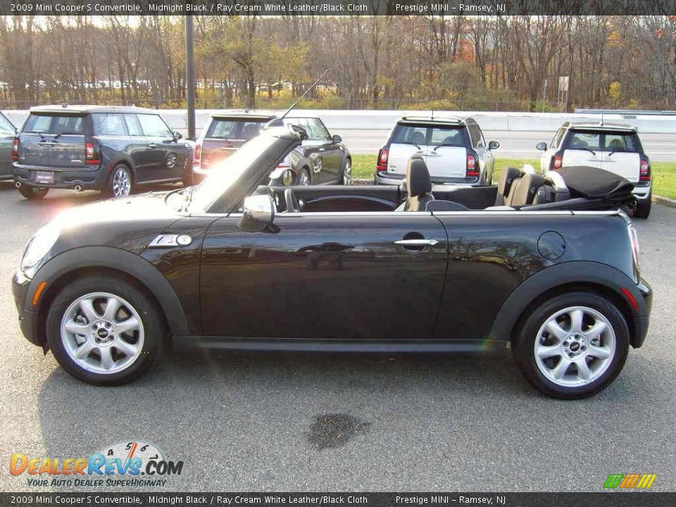 2009 Mini Cooper S Convertible Midnight Black / Ray Cream White Leather/Black Cloth Photo #30