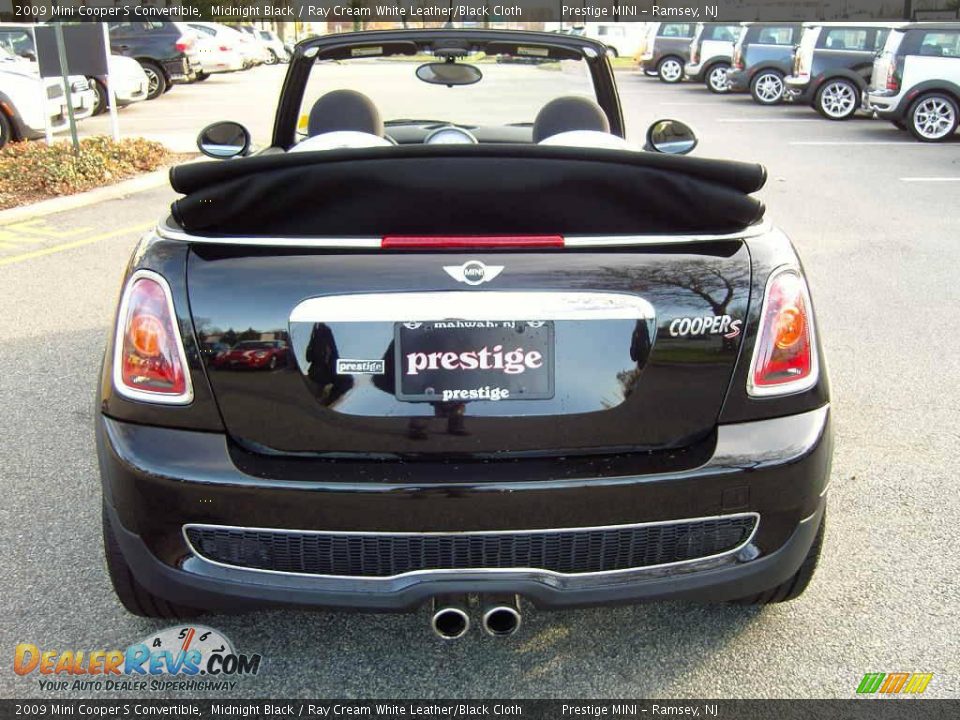2009 Mini Cooper S Convertible Midnight Black / Ray Cream White Leather/Black Cloth Photo #31