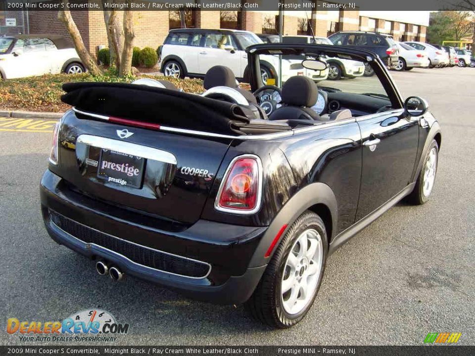 2009 Mini Cooper S Convertible Midnight Black / Ray Cream White Leather/Black Cloth Photo #32