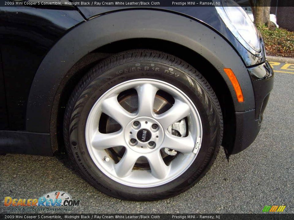 2009 Mini Cooper S Convertible Midnight Black / Ray Cream White Leather/Black Cloth Photo #33