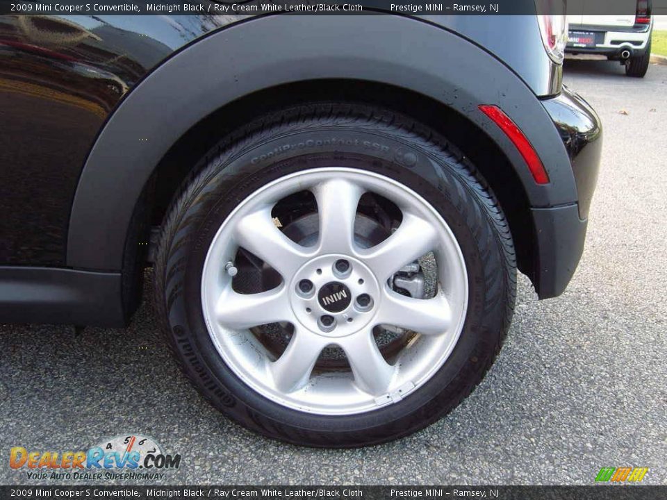 2009 Mini Cooper S Convertible Midnight Black / Ray Cream White Leather/Black Cloth Photo #35