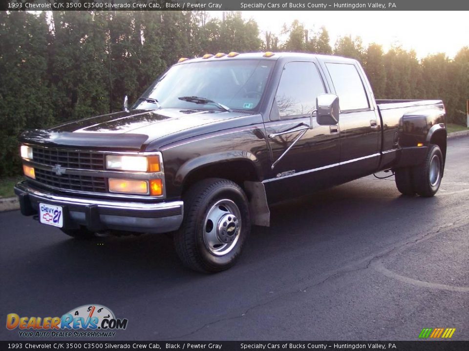 1993 Chevrolet C/K 3500 C3500 Silverado Crew Cab Black / Pewter Gray Photo #3