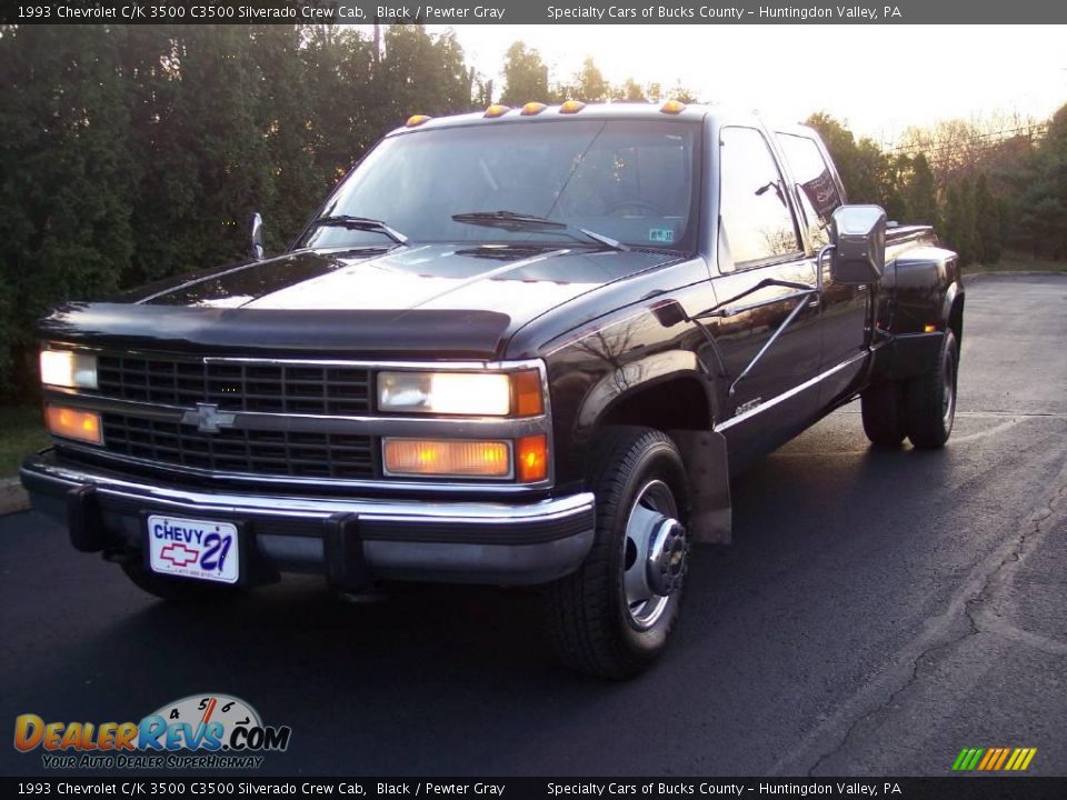 1993 Chevrolet C/K 3500 C3500 Silverado Crew Cab Black / Pewter Gray Photo #4