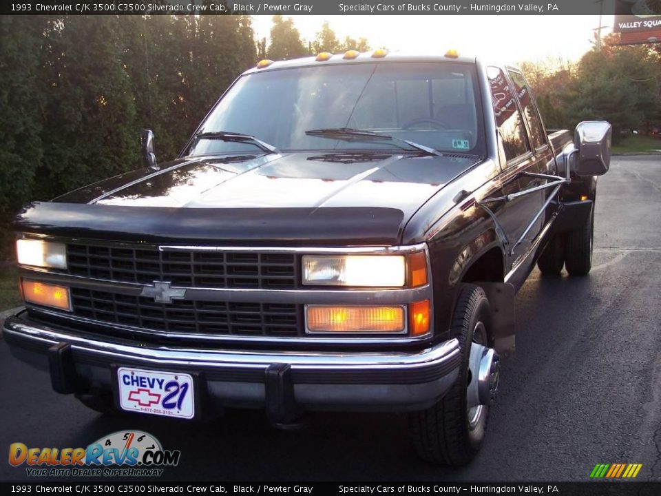 1993 Chevrolet C/K 3500 C3500 Silverado Crew Cab Black / Pewter Gray Photo #11