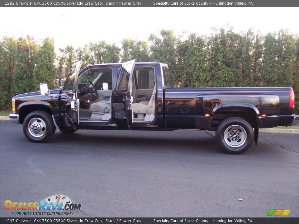 1993 Chevrolet C/K 3500 C3500 Silverado Crew Cab Black / Pewter Gray Photo #12