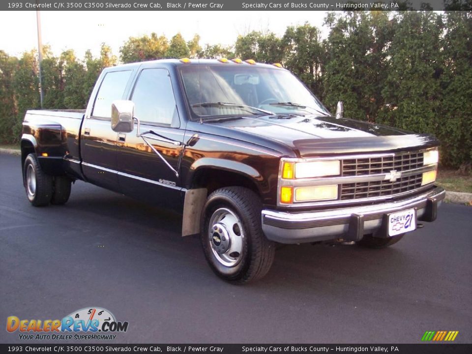1993 Chevrolet C/K 3500 C3500 Silverado Crew Cab Black / Pewter Gray Photo #14