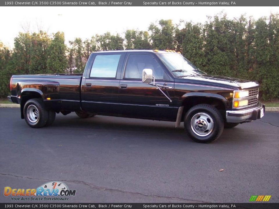 1993 Chevrolet C/K 3500 C3500 Silverado Crew Cab Black / Pewter Gray Photo #15