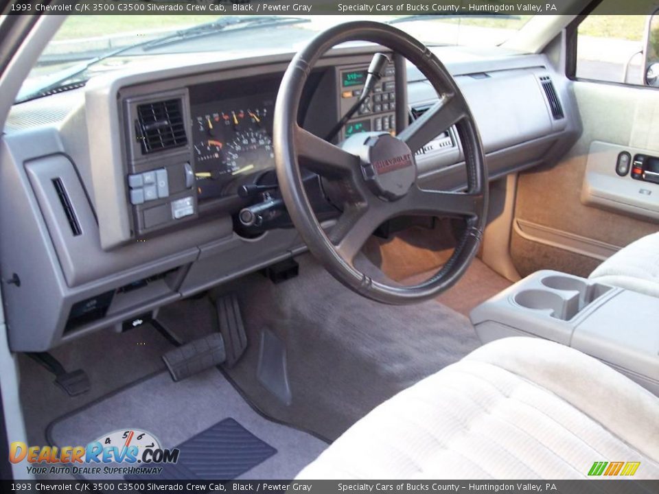 1993 Chevrolet C/K 3500 C3500 Silverado Crew Cab Black / Pewter Gray Photo #25