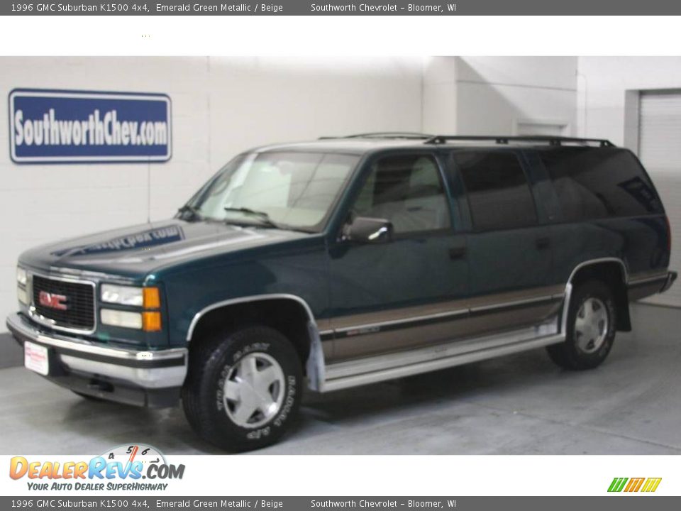 1996 GMC Suburban K1500 4x4 Emerald Green Metallic / Beige Photo #1