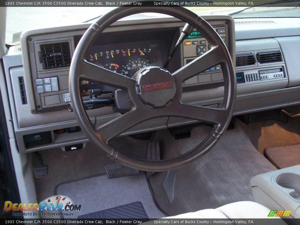 1993 Chevrolet C/K 3500 C3500 Silverado Crew Cab Black / Pewter Gray Photo #30