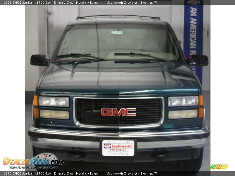 1996 GMC Suburban K1500 4x4 Emerald Green Metallic / Beige Photo #2