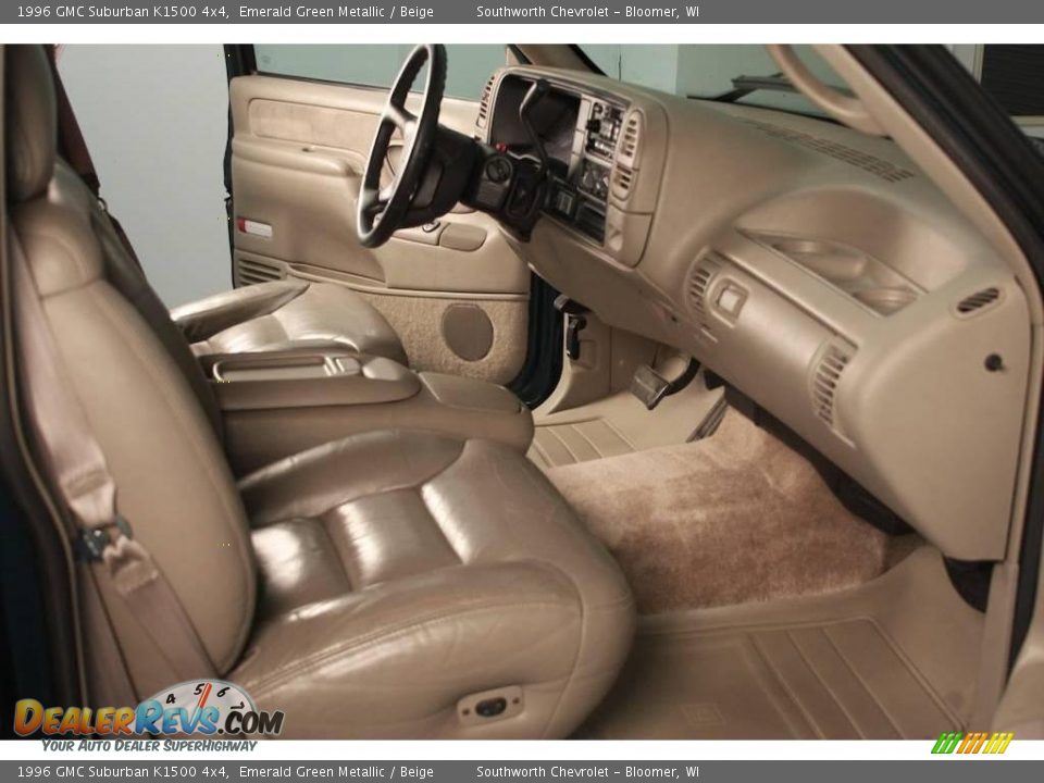 1996 GMC Suburban K1500 4x4 Emerald Green Metallic / Beige Photo #8