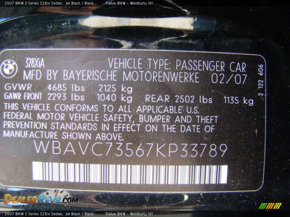 2007 BMW 3 Series 328xi Sedan Jet Black / Black Photo #15