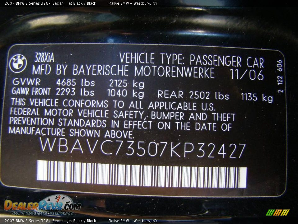 2007 BMW 3 Series 328xi Sedan Jet Black / Black Photo #15