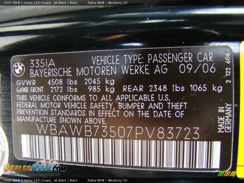 2007 BMW 3 Series 335i Coupe Jet Black / Black Photo #15