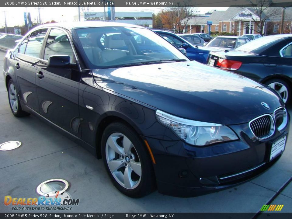 2008 BMW 5 Series 528i Sedan Monaco Blue Metallic / Beige Photo #3