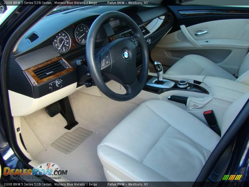 2008 BMW 5 Series 528i Sedan Monaco Blue Metallic / Beige Photo #10