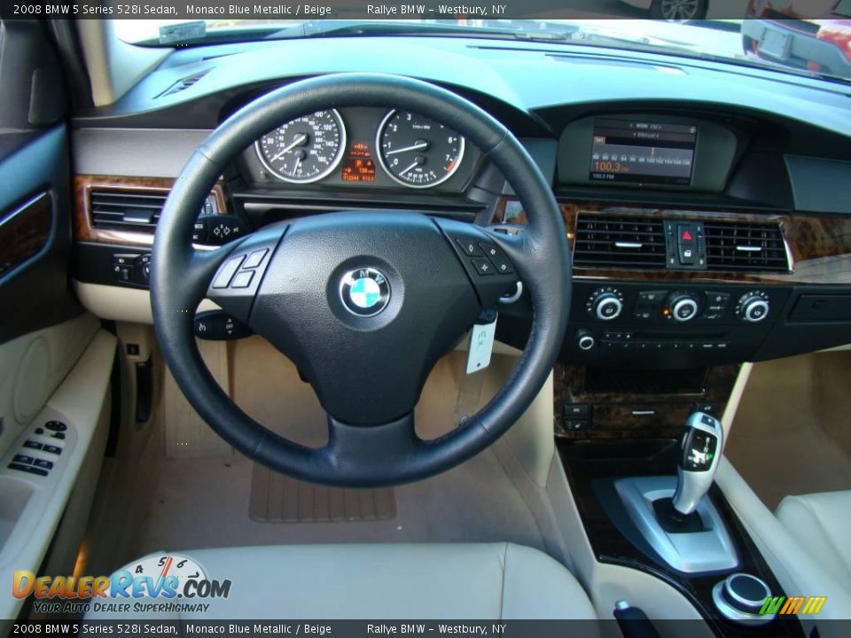 2008 BMW 5 Series 528i Sedan Monaco Blue Metallic / Beige Photo #11