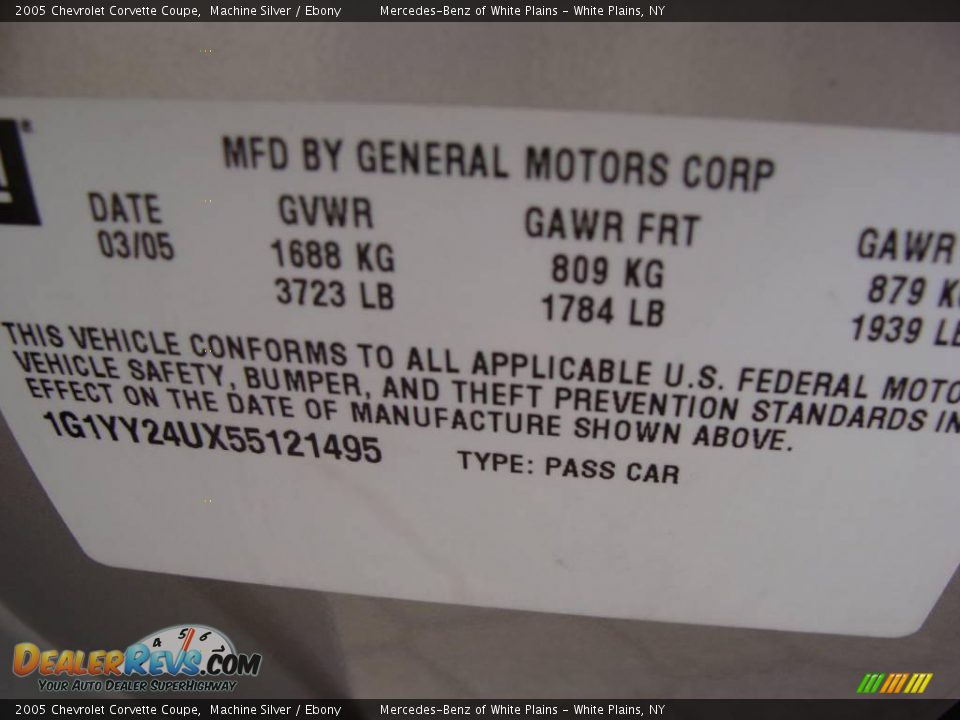 2005 Chevrolet Corvette Coupe Machine Silver / Ebony Photo #19