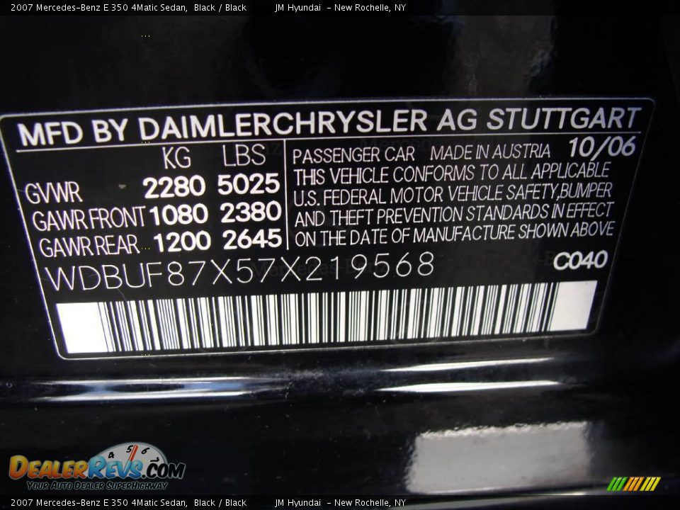 2007 Mercedes-Benz E 350 4Matic Sedan Black / Black Photo #26