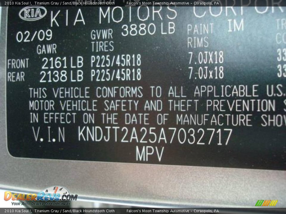 2010 Kia Soul ! Titanium Gray / Sand/Black Houndstooth Cloth Photo #14