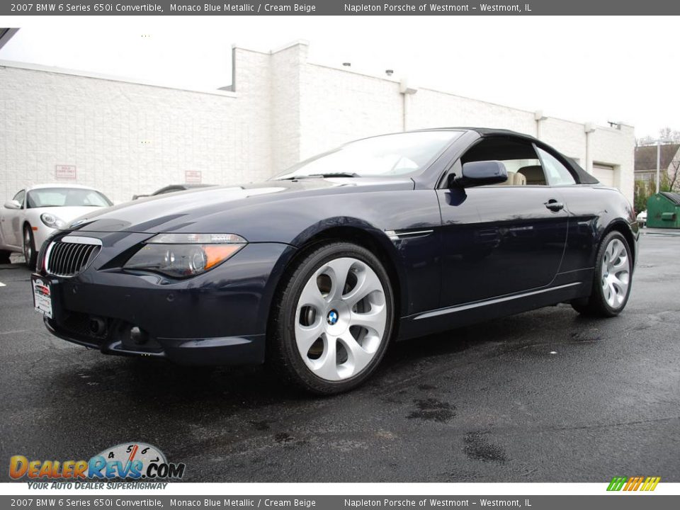 2007 BMW 6 Series 650i Convertible Monaco Blue Metallic / Cream Beige Photo #1