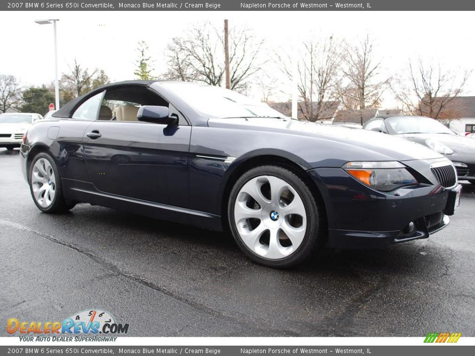 2007 BMW 6 Series 650i Convertible Monaco Blue Metallic / Cream Beige Photo #3
