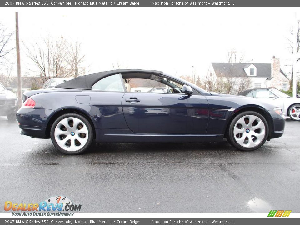 2007 BMW 6 Series 650i Convertible Monaco Blue Metallic / Cream Beige Photo #4