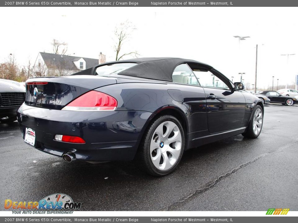 2007 BMW 6 Series 650i Convertible Monaco Blue Metallic / Cream Beige Photo #5