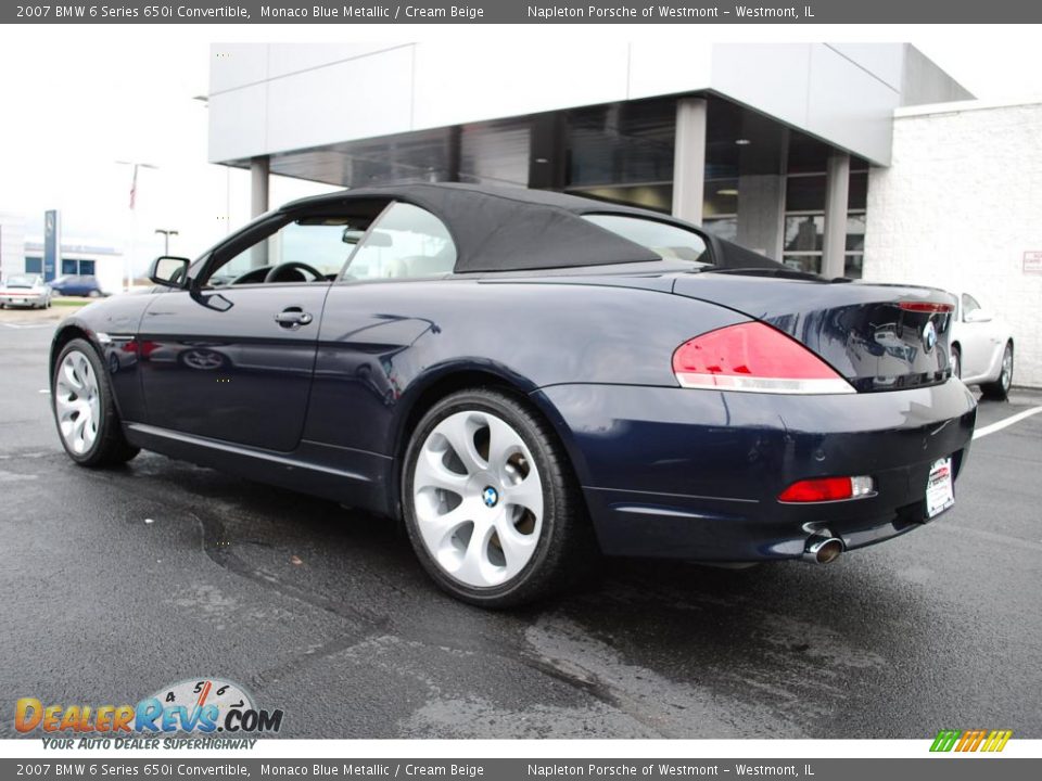 2007 BMW 6 Series 650i Convertible Monaco Blue Metallic / Cream Beige Photo #7