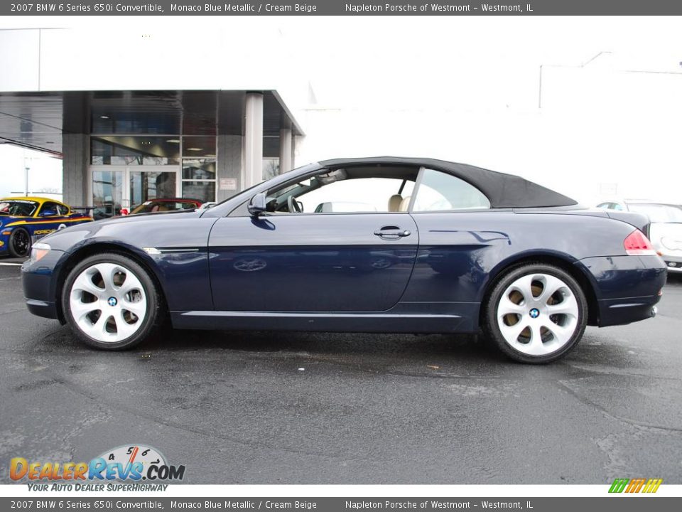 2007 BMW 6 Series 650i Convertible Monaco Blue Metallic / Cream Beige Photo #8