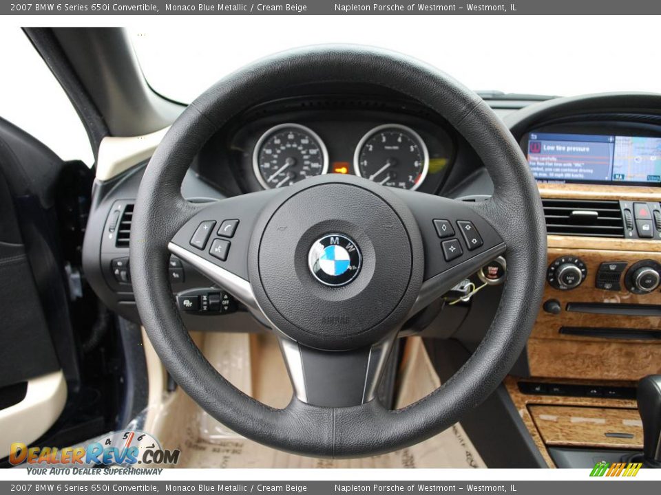 2007 BMW 6 Series 650i Convertible Monaco Blue Metallic / Cream Beige Photo #10