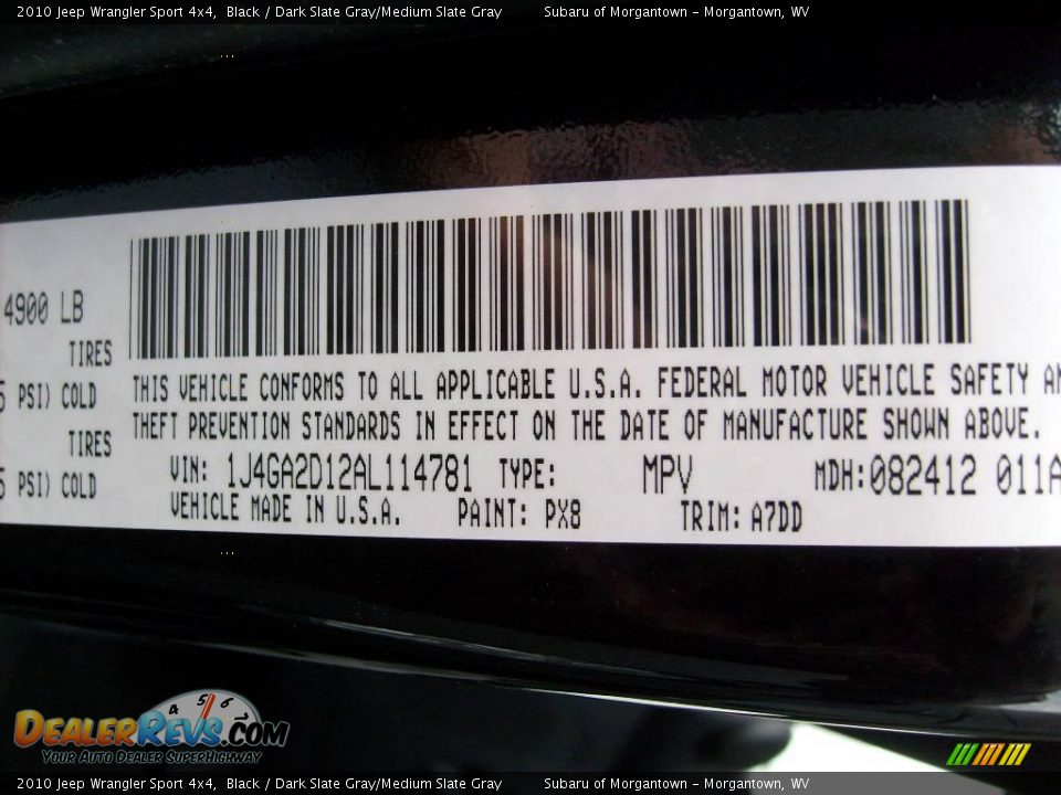2010 Jeep Wrangler Sport 4x4 Black / Dark Slate Gray/Medium Slate Gray Photo #17