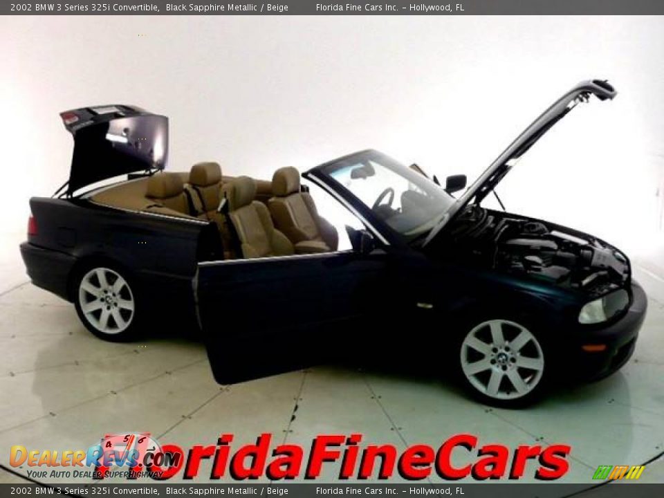 2002 BMW 3 Series 325i Convertible Black Sapphire Metallic / Beige Photo #7