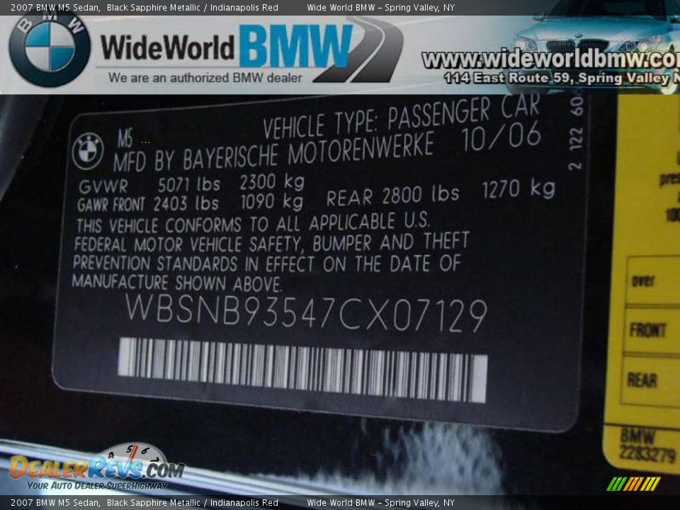 2007 BMW M5 Sedan Black Sapphire Metallic / Indianapolis Red Photo #17