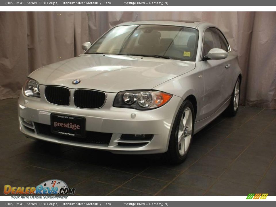 2009 BMW 1 Series 128i Coupe Titanium Silver Metallic / Black Photo #1